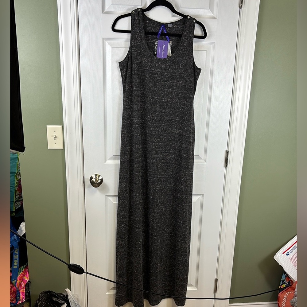 NWT Seraphine marled gray nursing and maternity maxi dress sz 10 - Picture 2 of 8